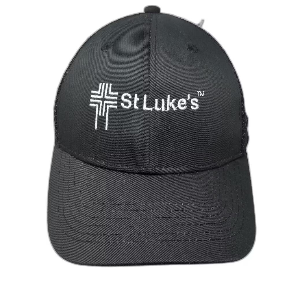Cintas Baseball Cap Black White OS Mesh Back Strapback Embroidered St Lukes Hat
